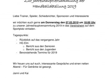 Jahreshauptversammlung Handball TSV Schöppenstedt